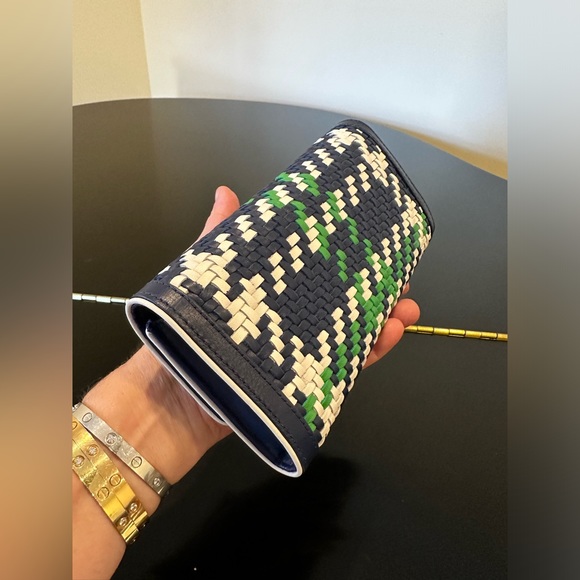 NWT Authentic Luxe Minimalist Tory Burch Duet Woven Envelope Continental/Clutch - Picture 7 of 17